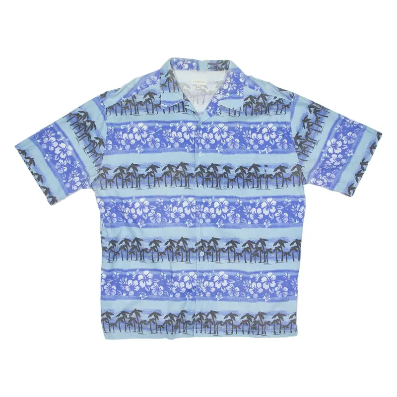 Oviesse Mens Hawaiian Shirt Blue Crazy Pattern Xl 1
