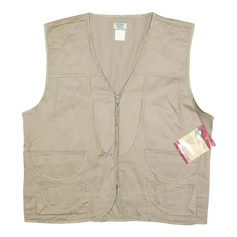 Ozark Trail Mens Beige Cotton Zip Vest Xl Woven Utility Outdoor Pocket 1