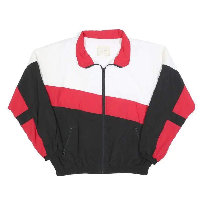 Pace Setter Mens White & Red & Black Colour Block Jacket Xl Polyester Zip Track 1