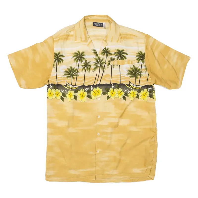 Pacific & Co Mens Hawaiian Shirt Beige 90S Crazy Pattern S 1