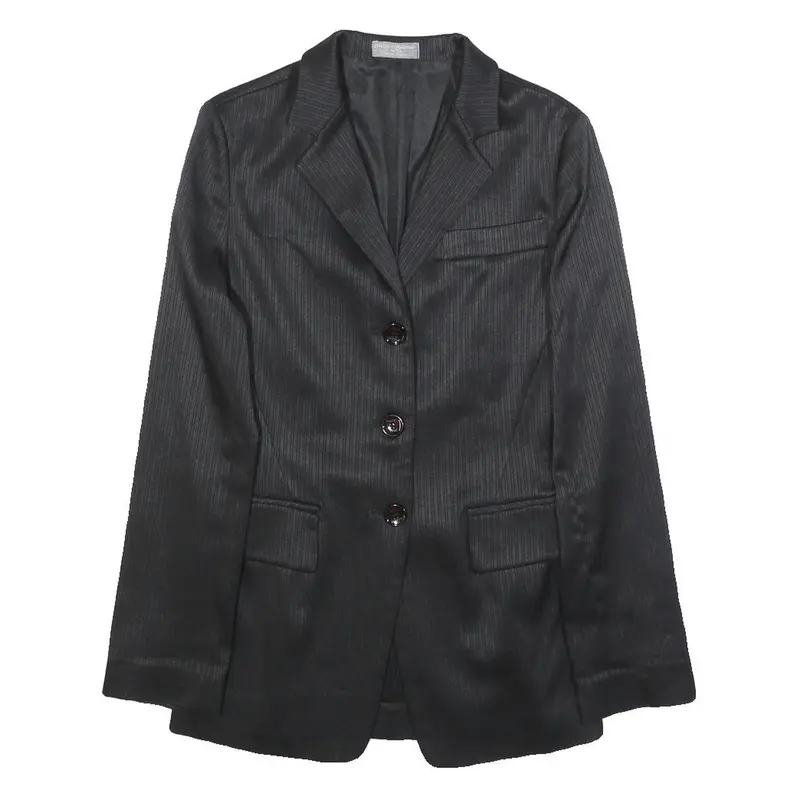 Paco Rabane Womens Black Button Jacket Xs Polyester Blend Pinstripe Elegant 1