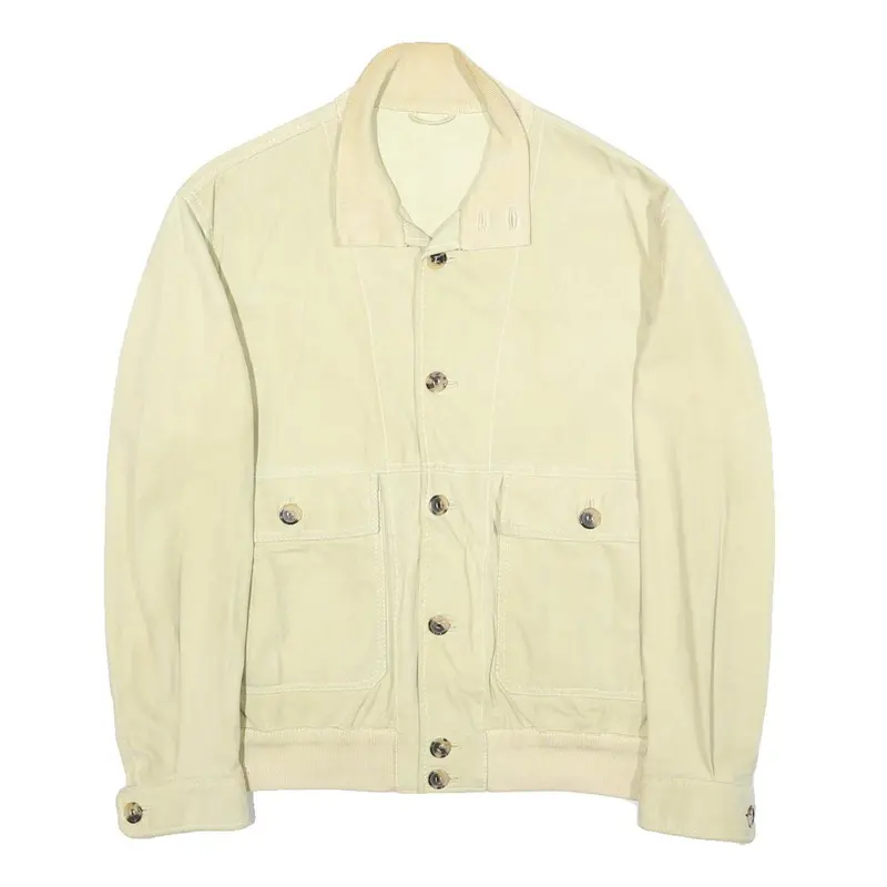 Pal Zileri Mens Cream Suede Bomber Jacket M Woven Button Closure Classic Fit 1