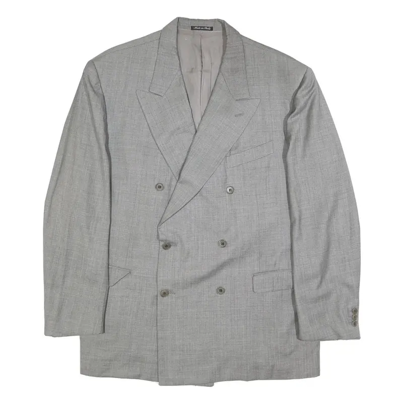 Pal Zileri Mens Grey Wool Double Breasted Jacket 2Xl Classic Tailored Blazer 1