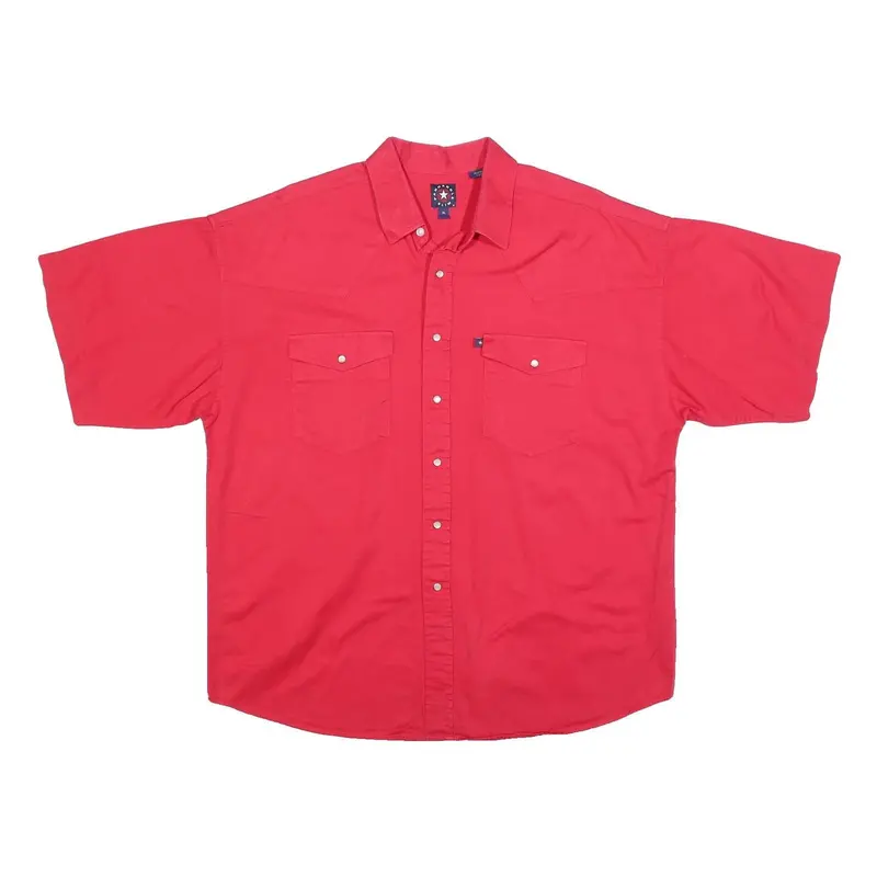 Panhandle Mens Red Cotton Short Sleeve Shirt Xl Button Pocket Casual Western 1