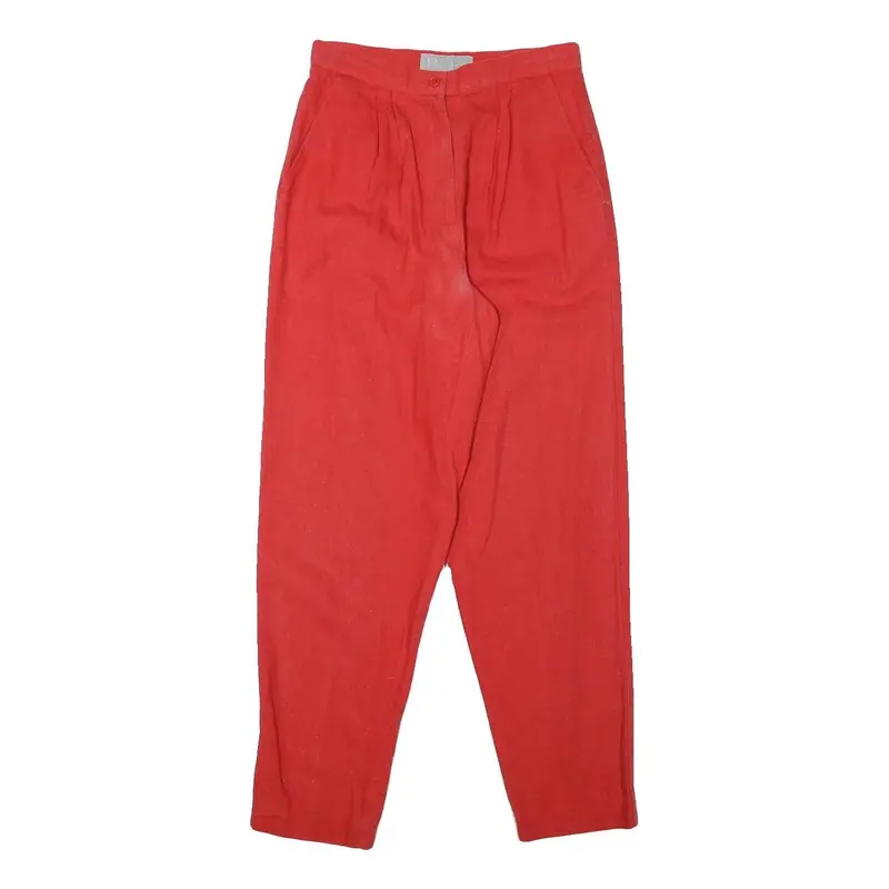 Pantalon Mens Cotton Blend Red Relaxed Tapered Trousers W27 L30 Casual Style 1