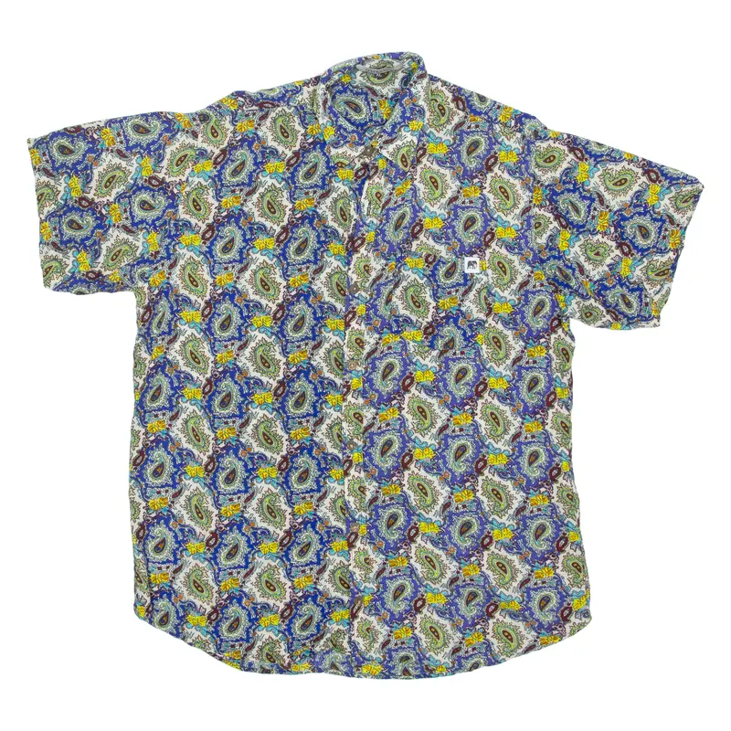 Paradise Mens Shirt Blue Viscose Paisley Xl 1