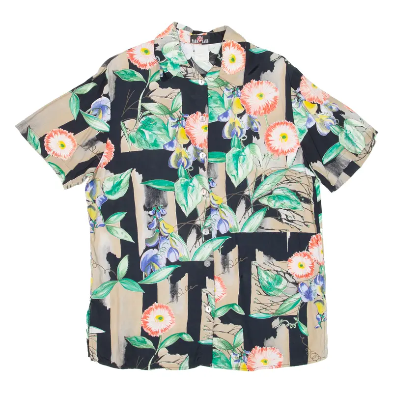 Park Lane Womens Shirt Black Viscose Floral M 1