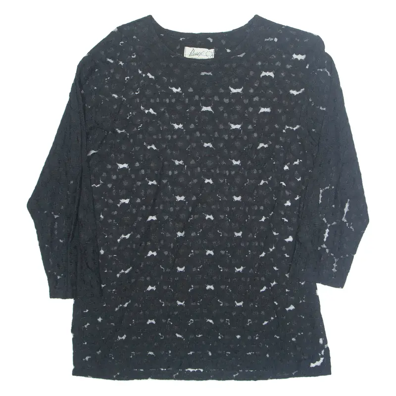 Passage Womens Blouse Black Long Sleeve M 1