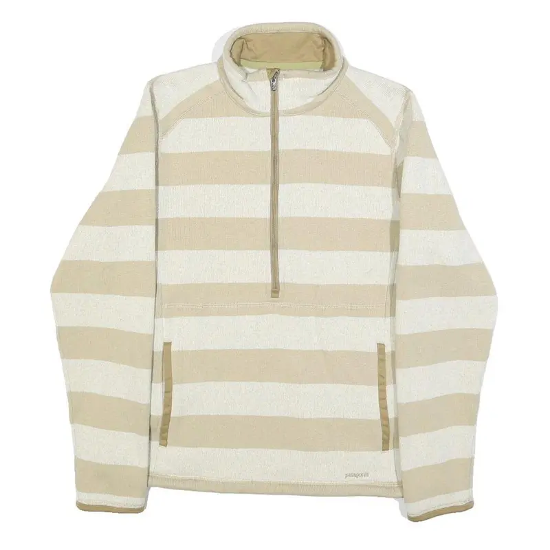 Patagonia Womens Beige & Cream Striped Plain Half Zip Pullover Regular Fit M 1