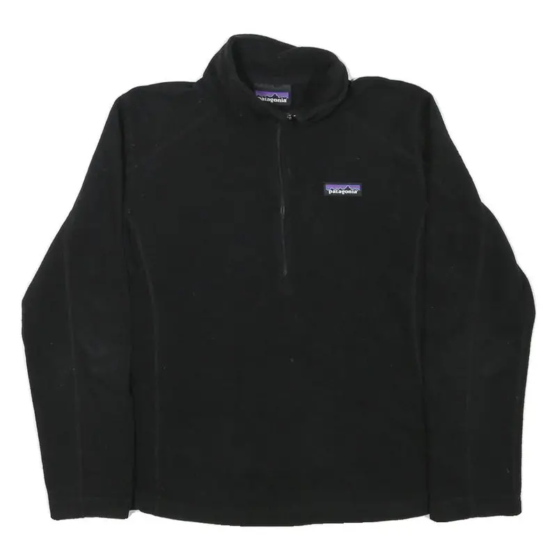 Patagonia Womens Black Plain Pullover Round Neck Basic Knit S Fleece Jumper 1