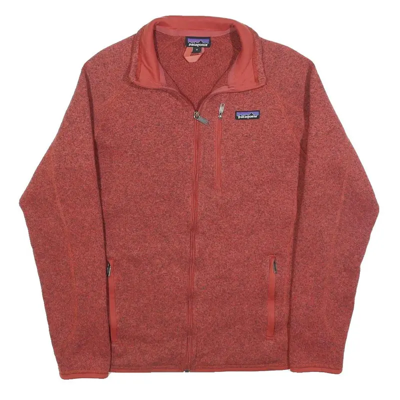 Patagonia Womens Red Zip Jacket M Polyester Blend Plain Casual Outdoor Warm 1