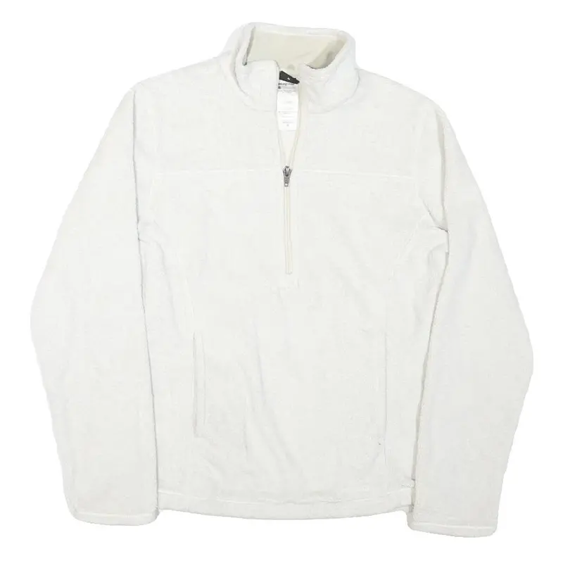 Patagonia Womens White Fleece Jacket M Polyester Blend Zip Plain Warm Outdoor 1