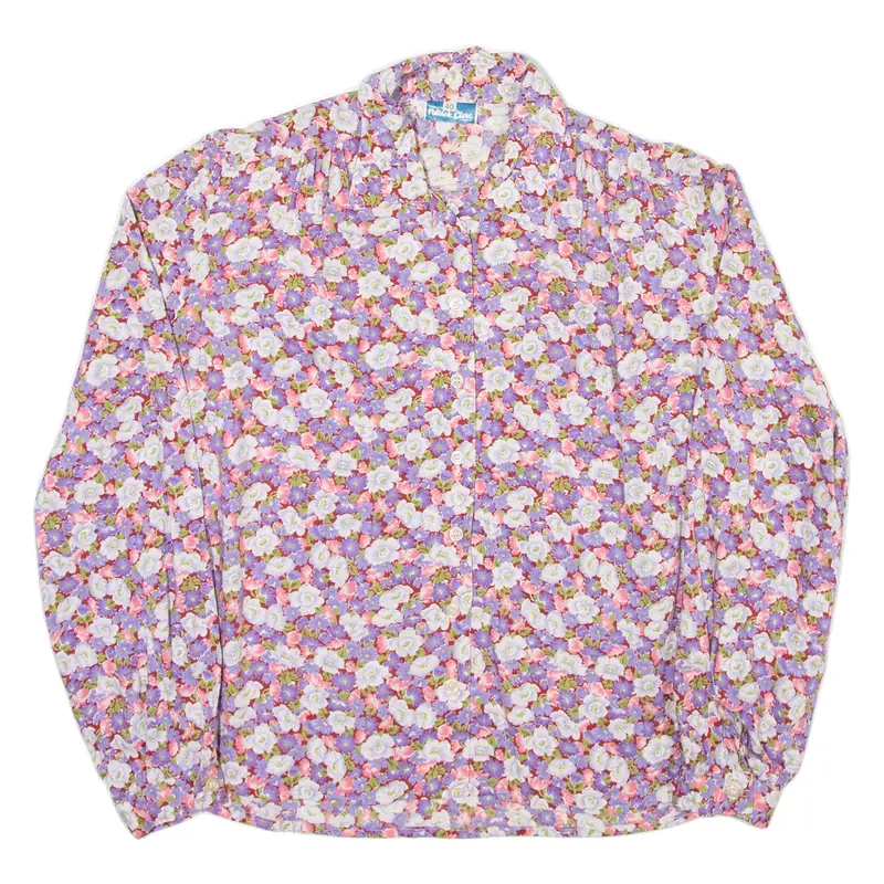 Patrick Clerc Womens Shirt Purple Viscose 90S Floral Long Sleeve M 1