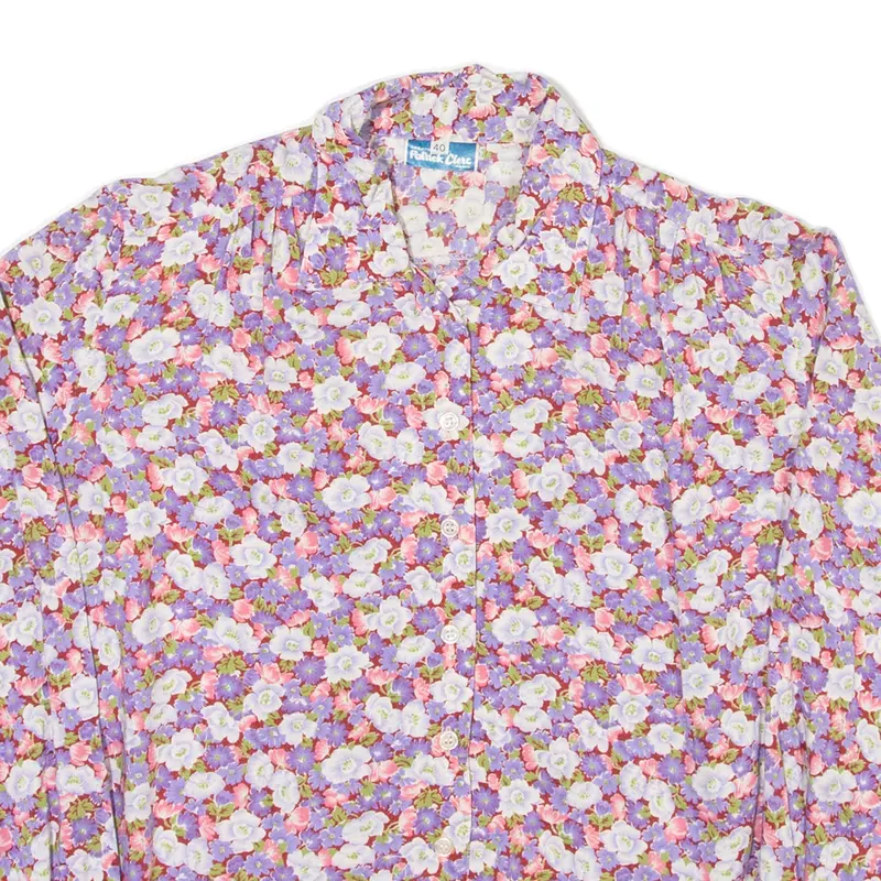 Patrick Clerc Womens Shirt Purple Viscose 90S Floral Long Sleeve M 2