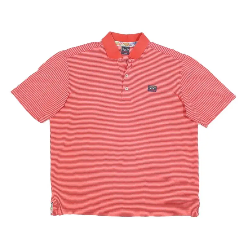 Paul & Shark Mens Red Striped Short Sleeve Polo Shirt L Casual Cotton Blend 1