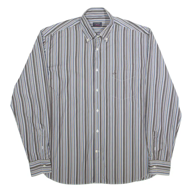 Paul & Shark Mens Shirt Blue Striped Long Sleeve Xl 1
