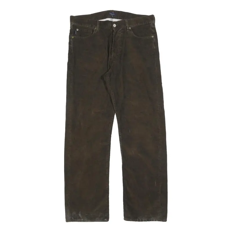 Paul Smith Mens Cotton Blend Brown Regular Straight Trousers W34 L32 Classic 1