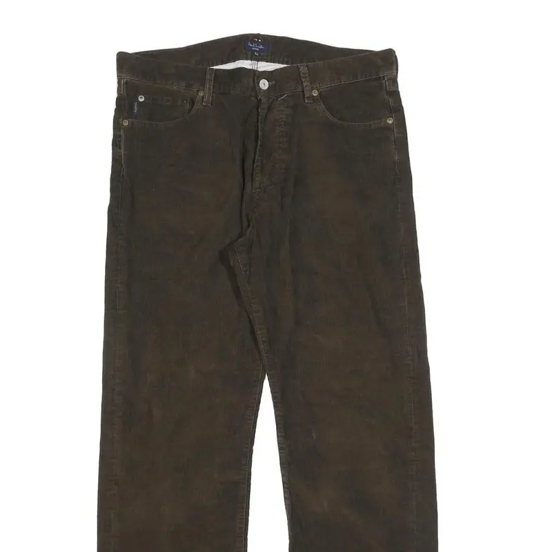 Paul Smith Mens Cotton Blend Brown Regular Straight Trousers W34 L32 Classic 2