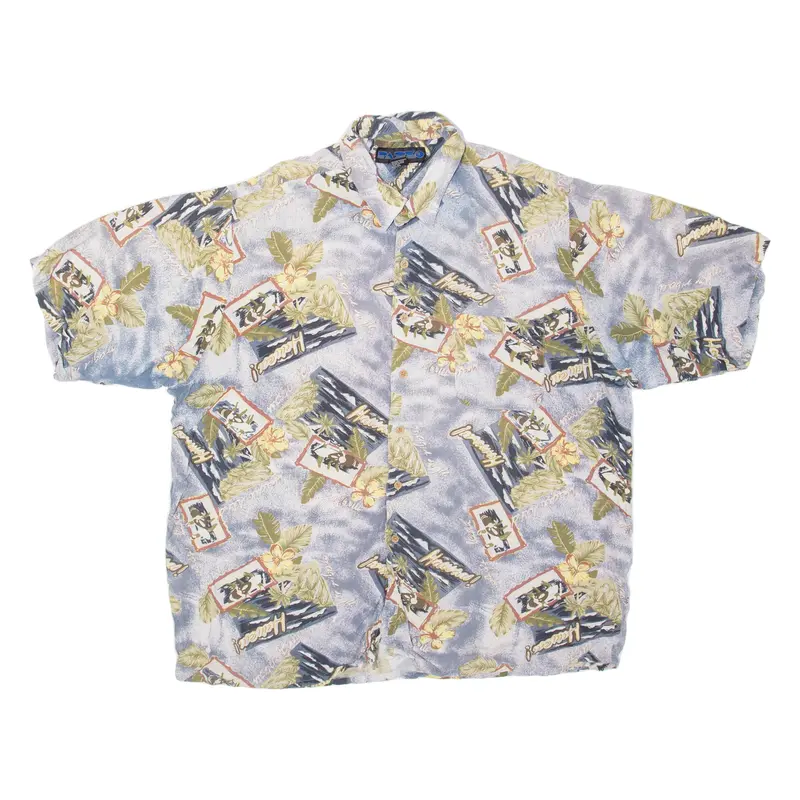 Pazzo Mens Hawaiian Shirt Blue Floral Xl 1