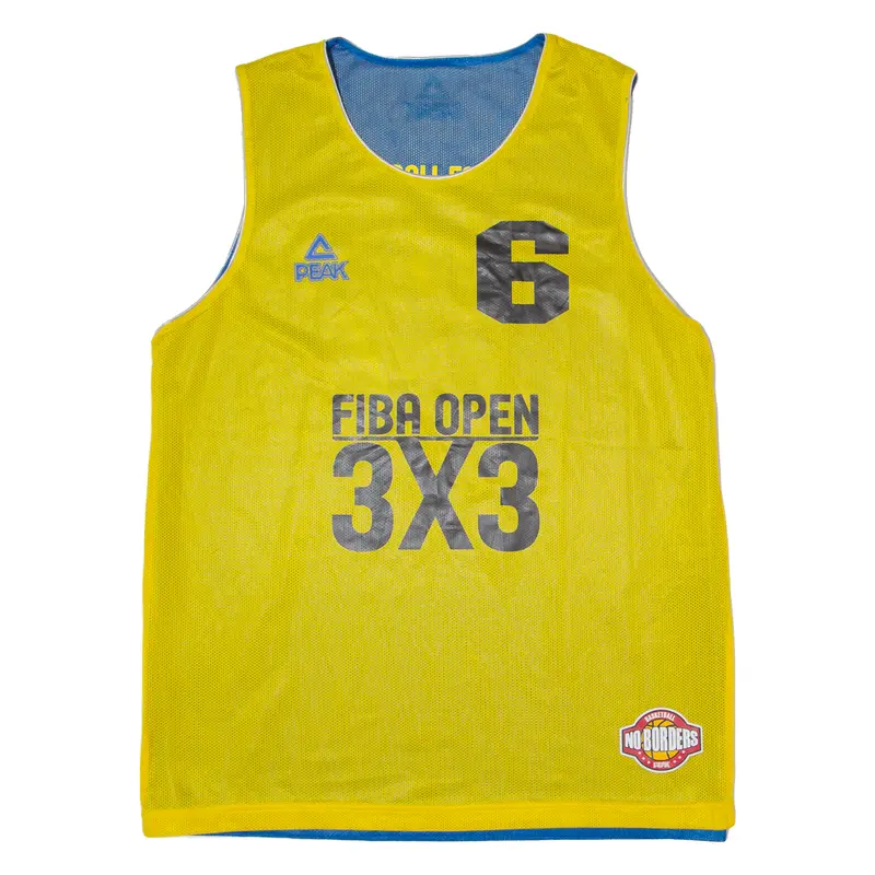 Peak 6 Fiba Open 3X3 Reversable Mens Jersey Yellow Sleeveless Usa L 1