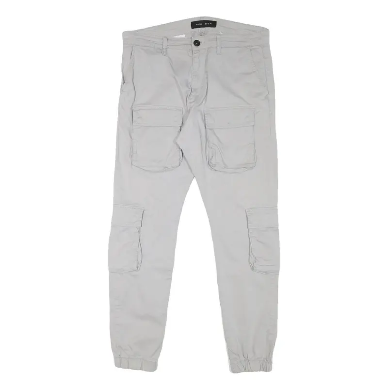 Pegador Mens Cotton Blend Slim Cargo Trousers Light Grey W31 L29 Utility Pockets 1