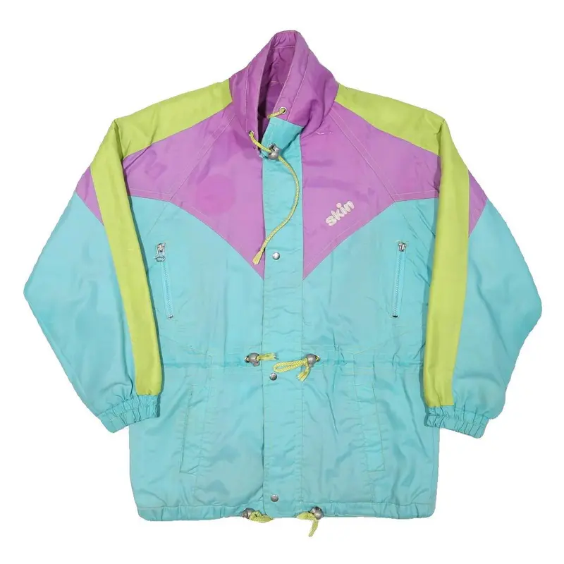 Penguin Womens Purple & Green & Blue Zip Jacket M Polyester Blend Colorblock 1