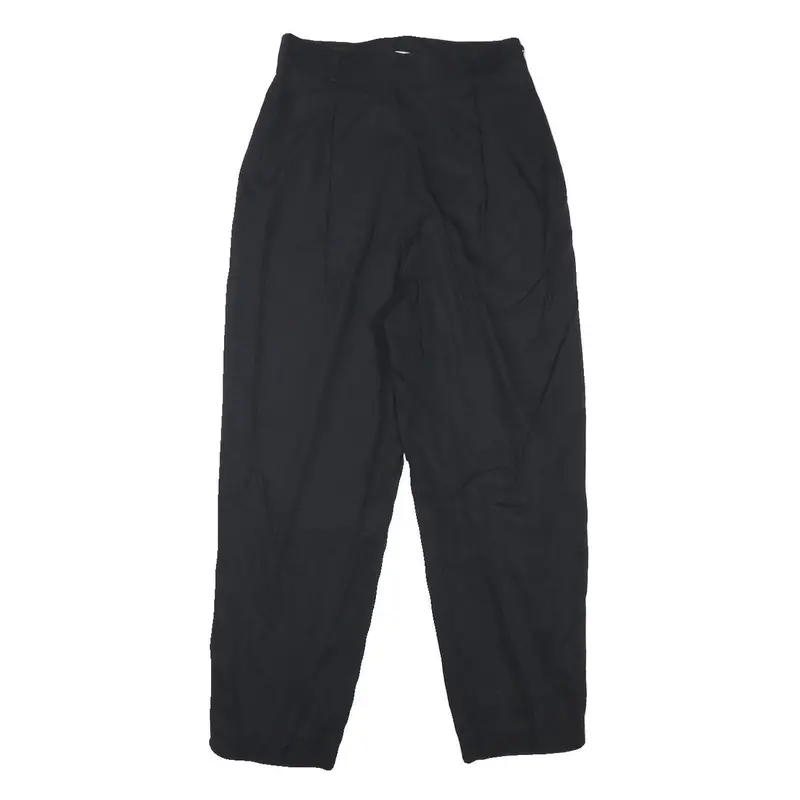 Penn Black Womens Cotton Blend Black Relaxed Straight Trousers W24 L24 Zip 1