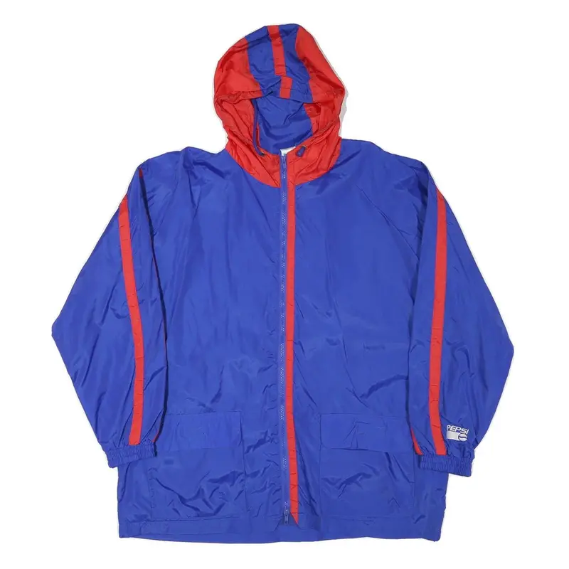 Pepsi Mens Blue & Red Hooded Zip Jacket L Polyester Blend Sport Basics 1