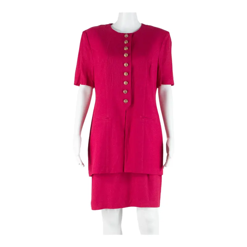 Perceptions Womens Jacket Dress Pink 90S Short Sleeve Knee Length M 1
