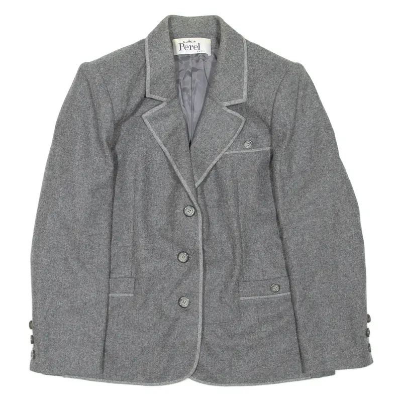 Perel Paris Womens Blazer Coat Grey Wool M 1