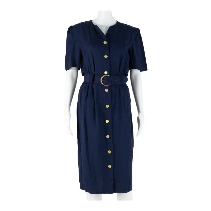 Periwinkle Womens Day Dress Blue Short Sleeve Midi M 1