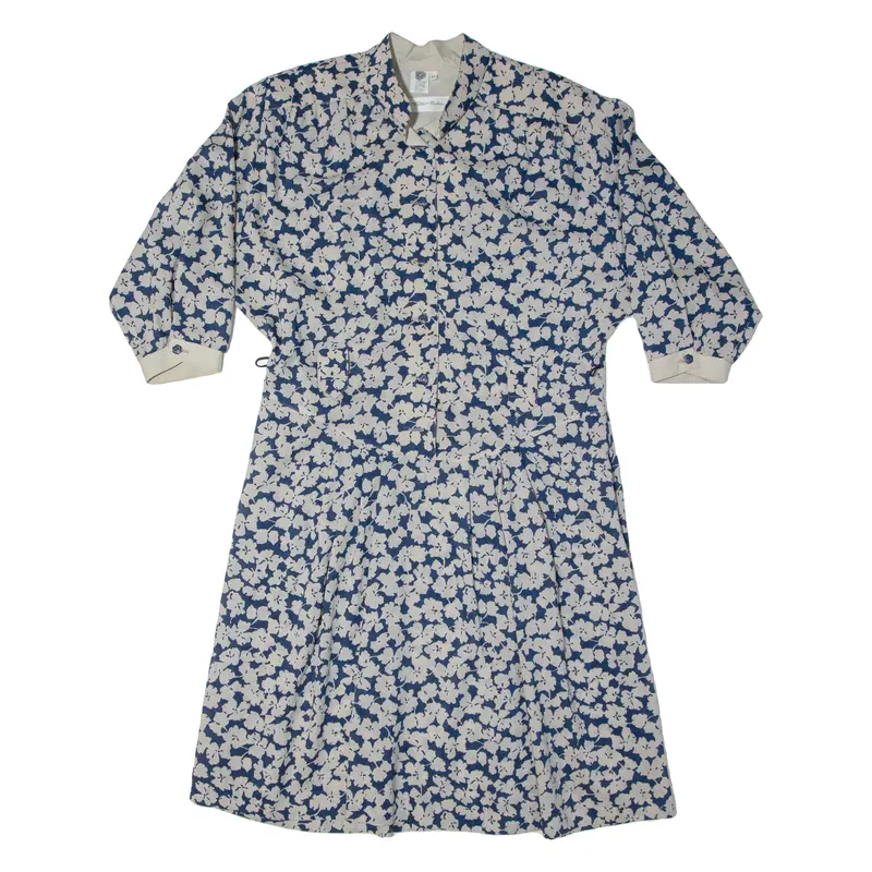 Peter Hahm Womens A-Line Dress Blue Wool Floral Midi Uk 20 1