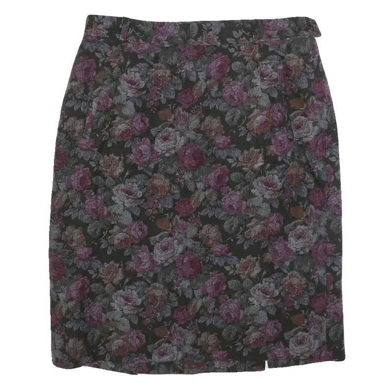 Peter Hahn Womens Purple Floral Print Straight Knee Length Woven Skirt M Elegant 1