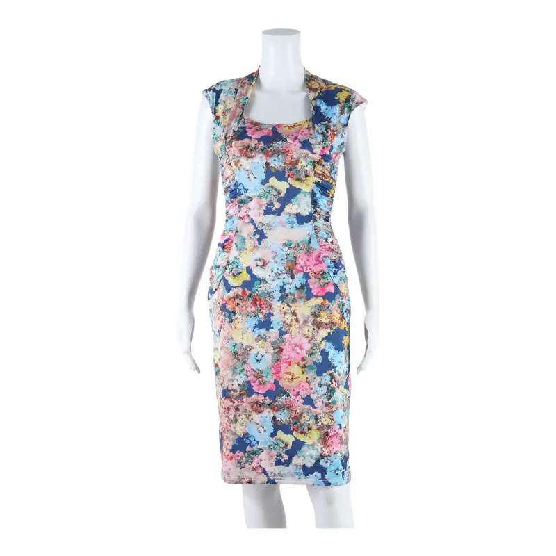 Phase Eight Womens Bodycon Dress Blue Floral Sleeveless Midi Uk 10 1