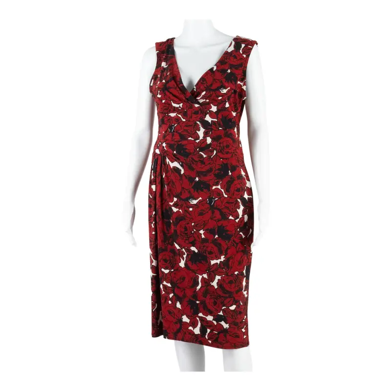 Phase Eight Womens Bodycon Dress Red Floral Sleeveless Midi M 1