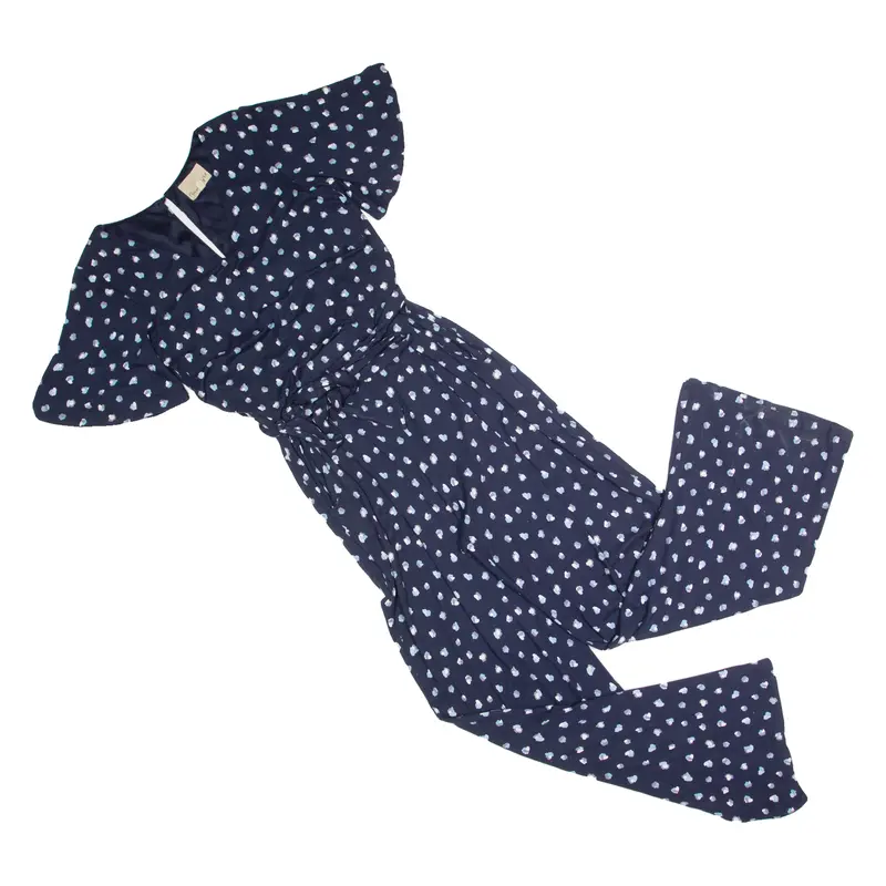 Phase Eight Womens Jumpsuit Blue Spotted Wide-Leg Uk 8 1