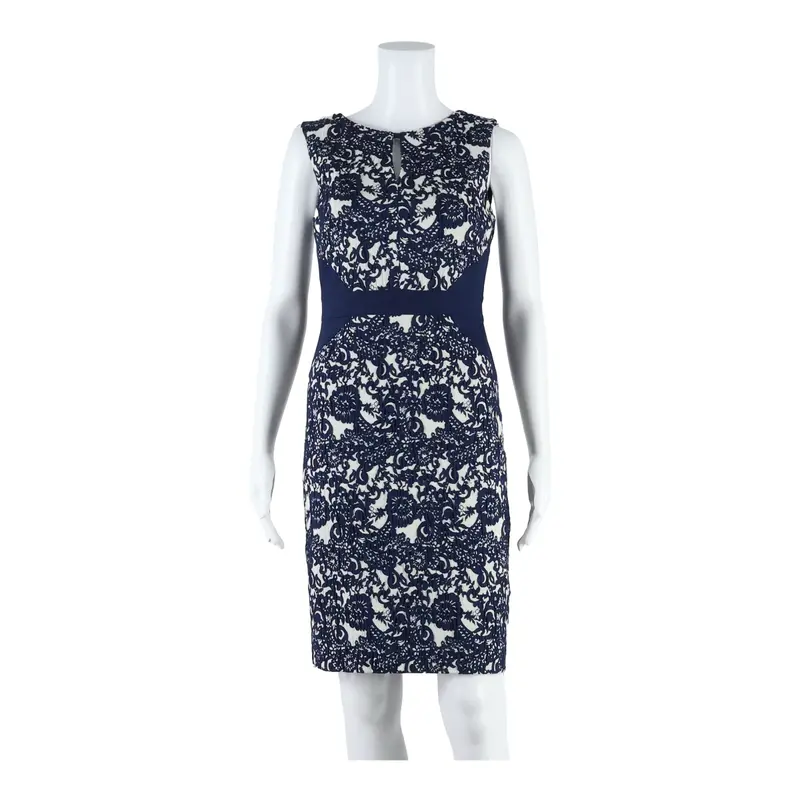 Phase Eight Womens Pencil Dress Blue Floral Sleeveless Midi Uk 8 1
