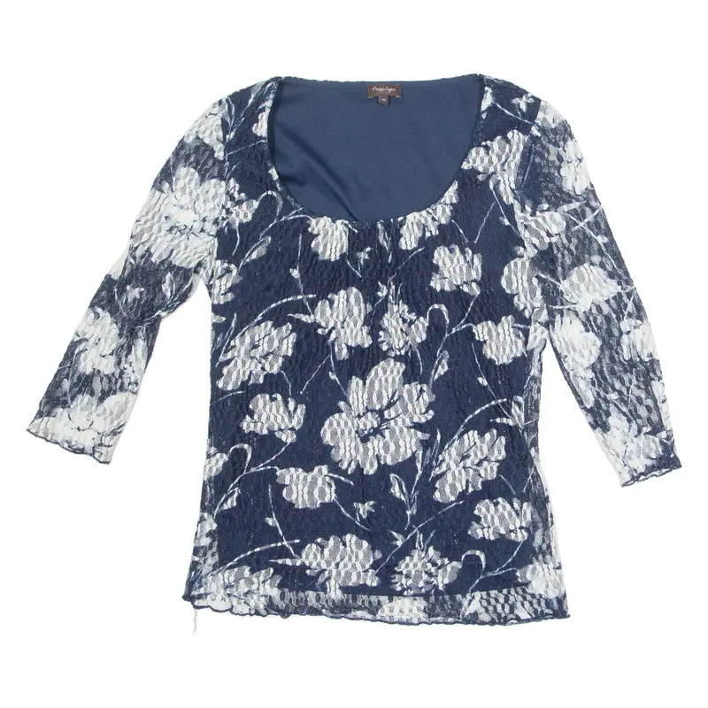 Phase Eight Womens Printed Top Blue 3/4 Sleeve Floral Uk 12 1