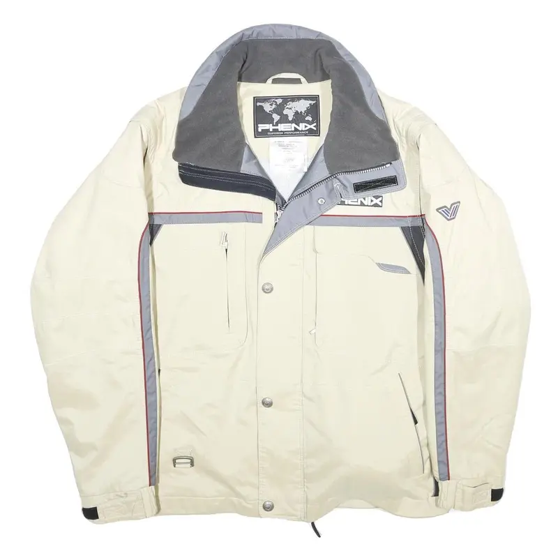Phenix Mens Cream & Grey Zip Jacket S Polyester Casual Outdoor Lightweight 1