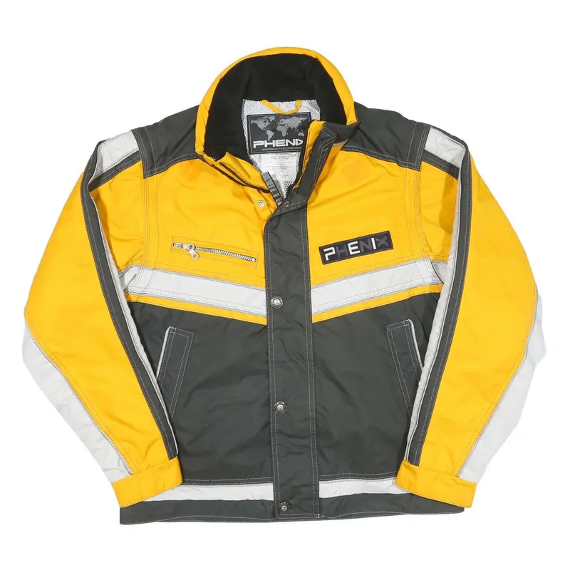 Phenix Mens Yellow & Grey Sporty Zip Jacket L Polyester Blend Colourblock 1