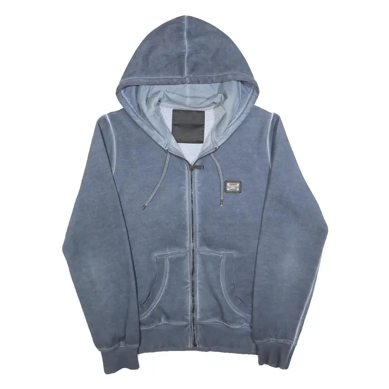 Philipp Plein Mens Blue Pullover M Cotton Blend Skull Print Zip Hoodie 1