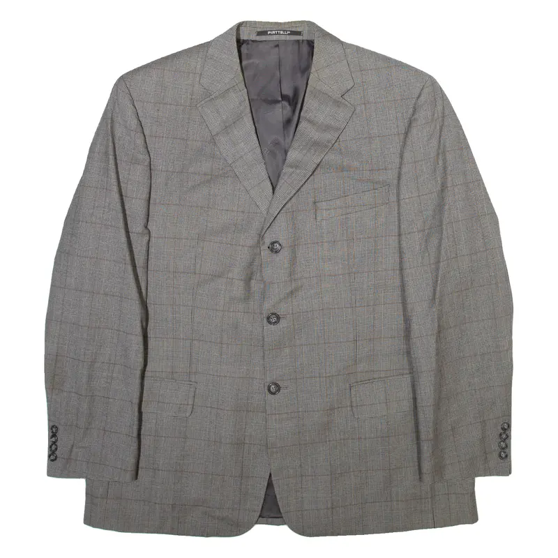 Piattelli Mens Blazer Jacket Grey Wool Check Xl 1