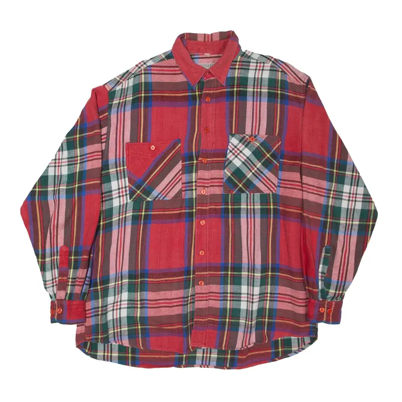 Picdor Mens Shirt Red Striped Long Sleeve L 1