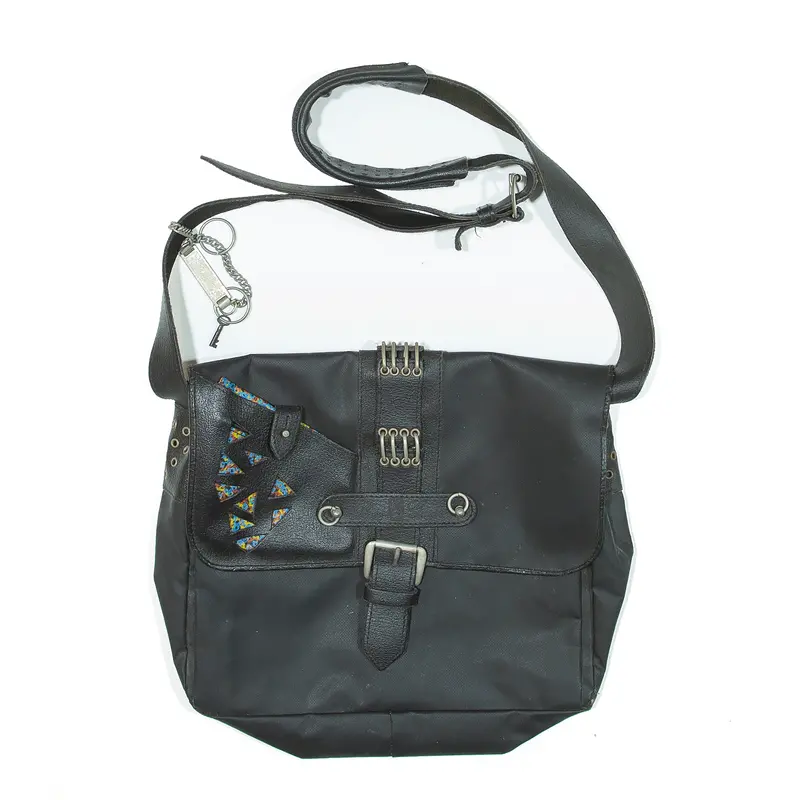 Pieia Guidi Messenger Bag Black Canvas Womens 1