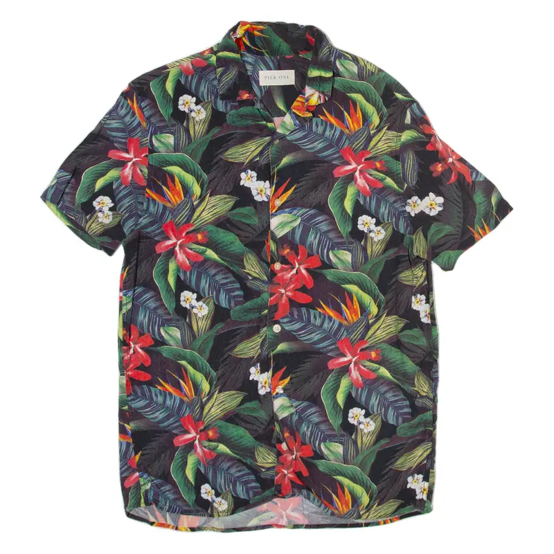Pier One Mens Shirt Green Floral S 1