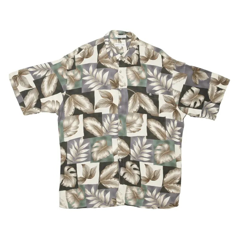 Pierre Cardin Leafs Mens Shirt Green Crazy Pattern L 1