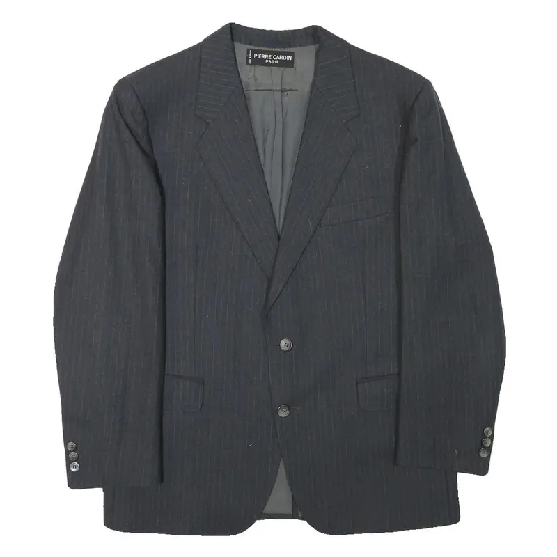 Pierre Cardin Mens Black Pinstripe Wool Blend Classic Jacket M Woven Button 1