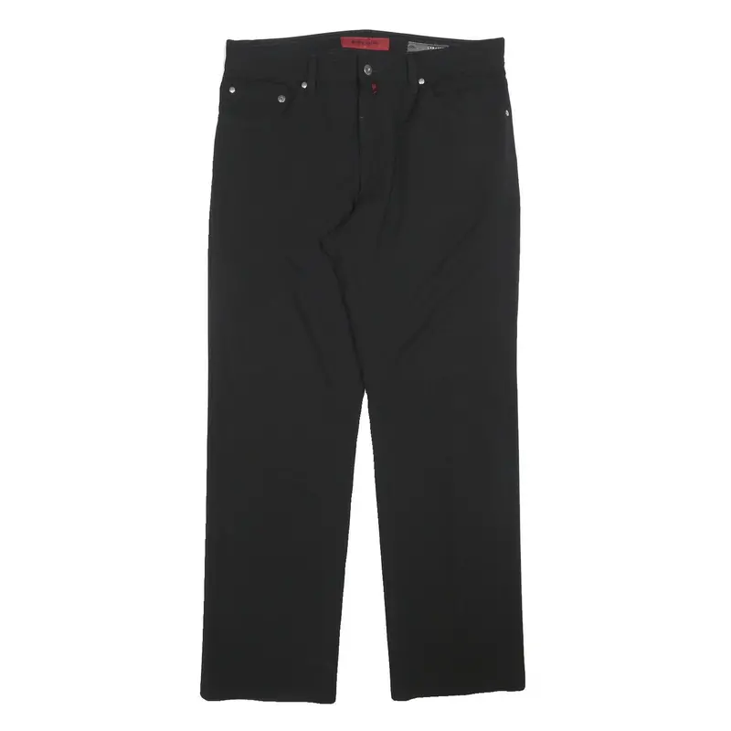 Pierre Cardin Mens Black Regular Straight Trousers W35 L30 Classic Zip Closure 1