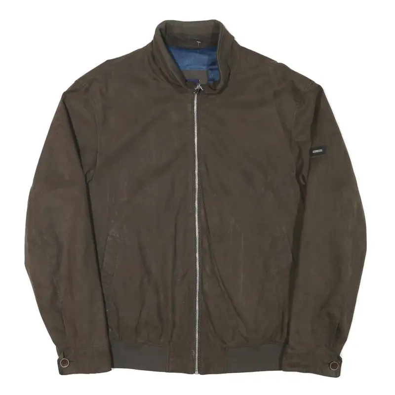 Pierre Cardin Mens Brown Classic Jacket L Polyester Blend Plain Zip Long Sleeve 1