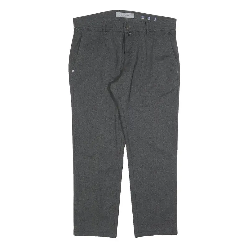 Pierre Cardin Mens Cotton Blend Grey Regular Fit Straight Trousers W34 L27 Smart 1